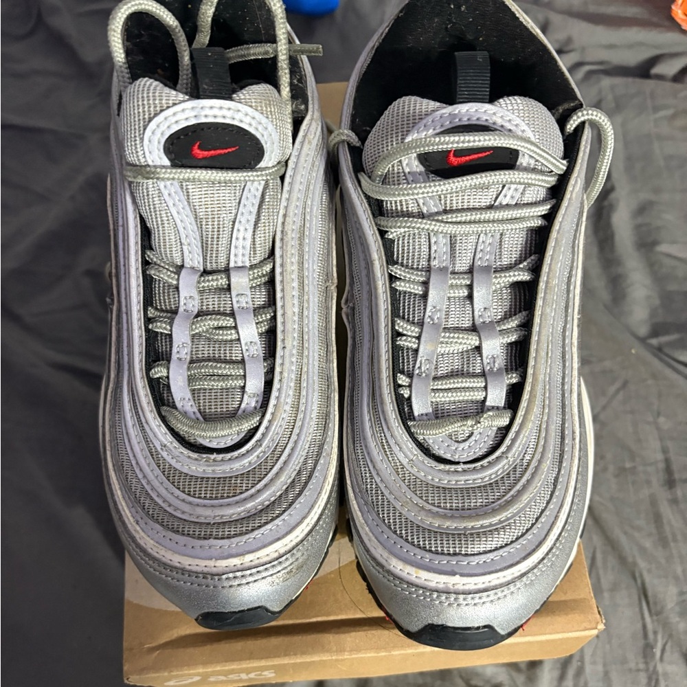 Nike Women's Silver and Red Sneakers